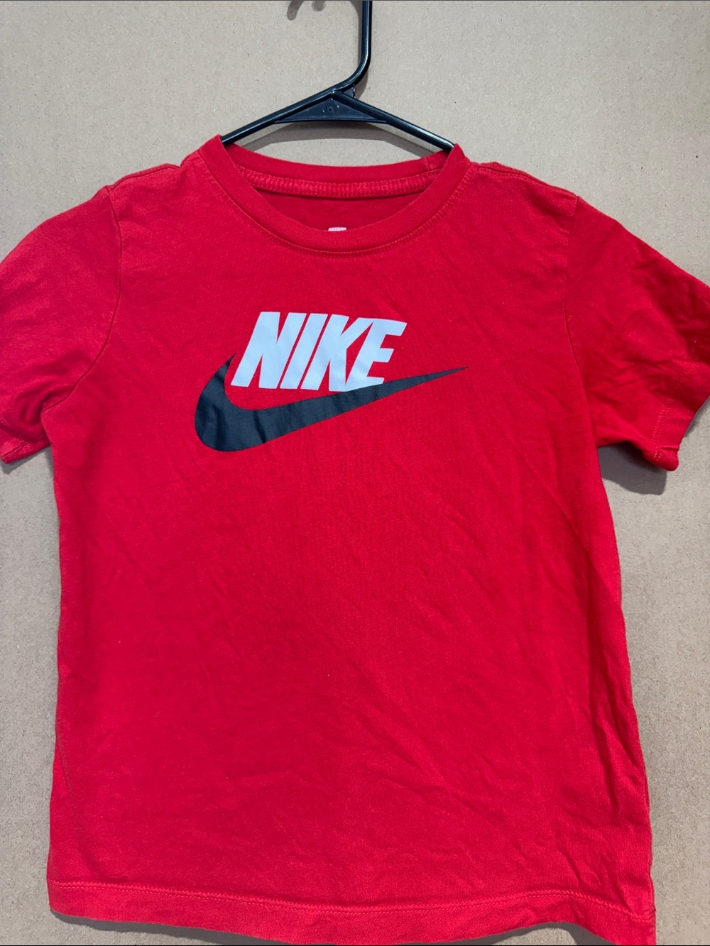 Nike Red Kids T-Shirt with Black Swoosh and White Logo